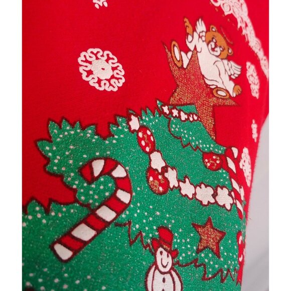Vintage Christmas Nightgown OSFM S-XL Red Christmas Bears Cat Glitter Retro - Picture 3 of 10